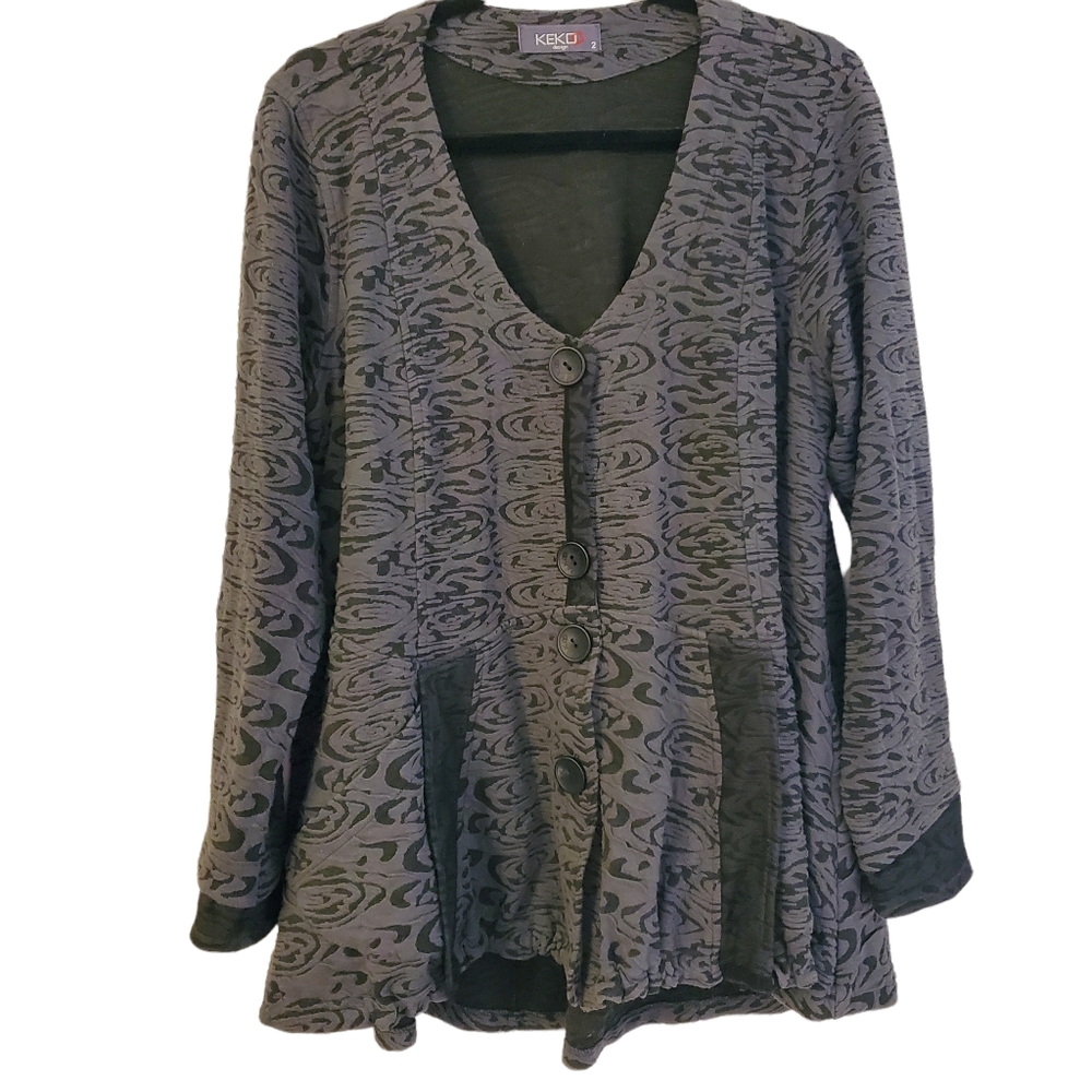 Kekoo Design Floral Button Down Cardigan Sweater